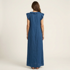 Josette · Vestido Maxi Fluido con Mangas de Volantes