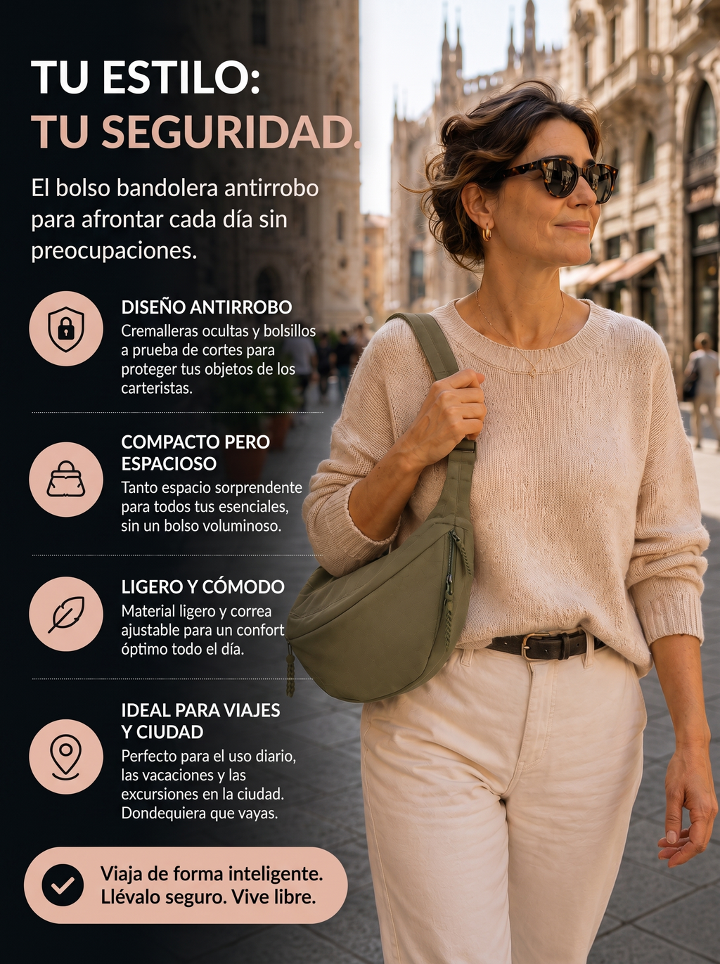 Yaiza · Bolso de Hombro Verde Oliva — características