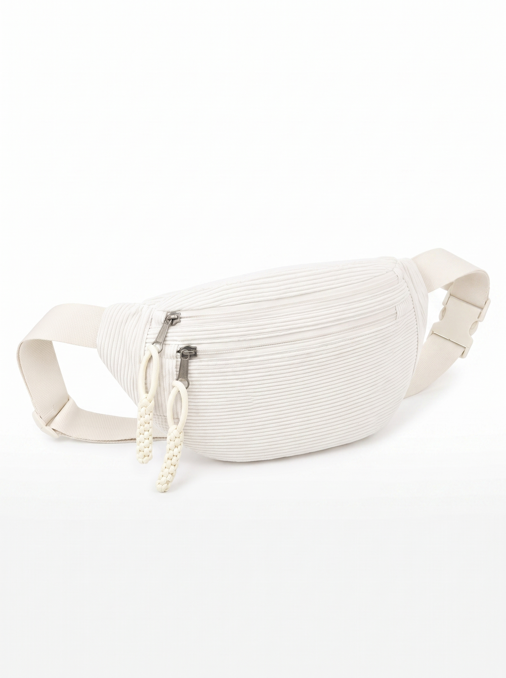 Coral · Bolso de Hombro de Pana — cierre de cremallera