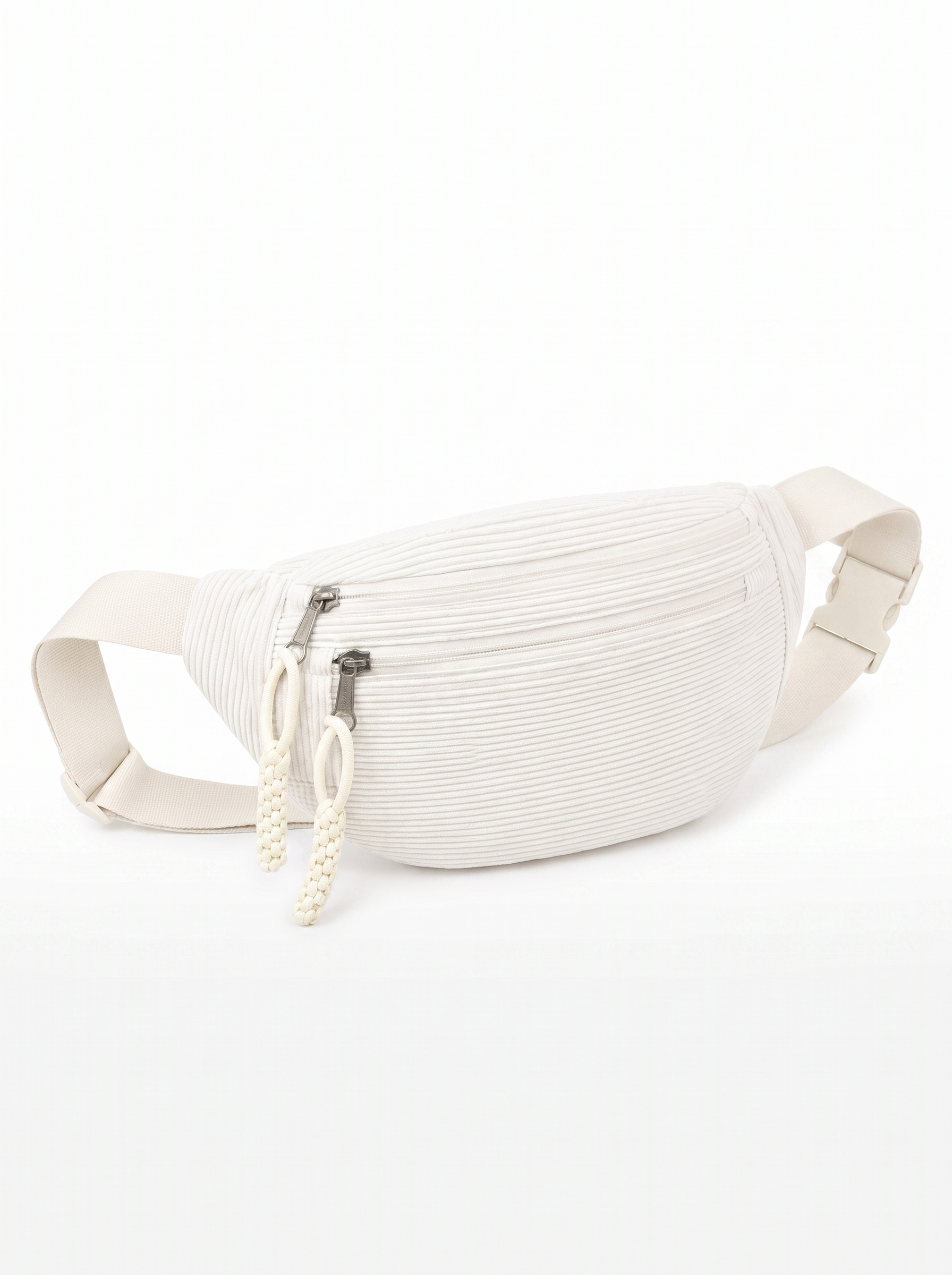 Coral · Bolso de Hombro de Pana — cierre de cremallera