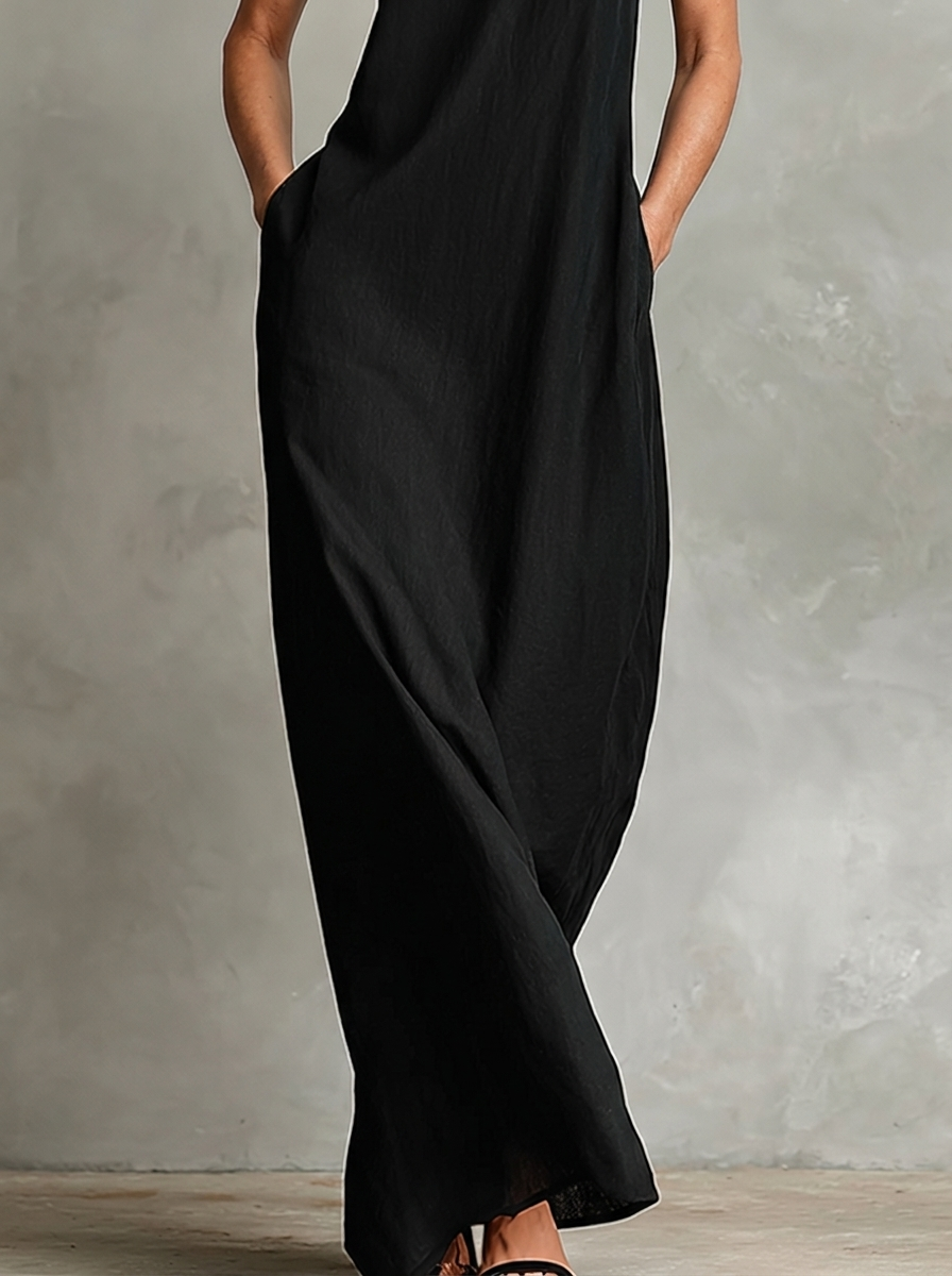 Caterina en negro · detalle de la falda y bolsillos
