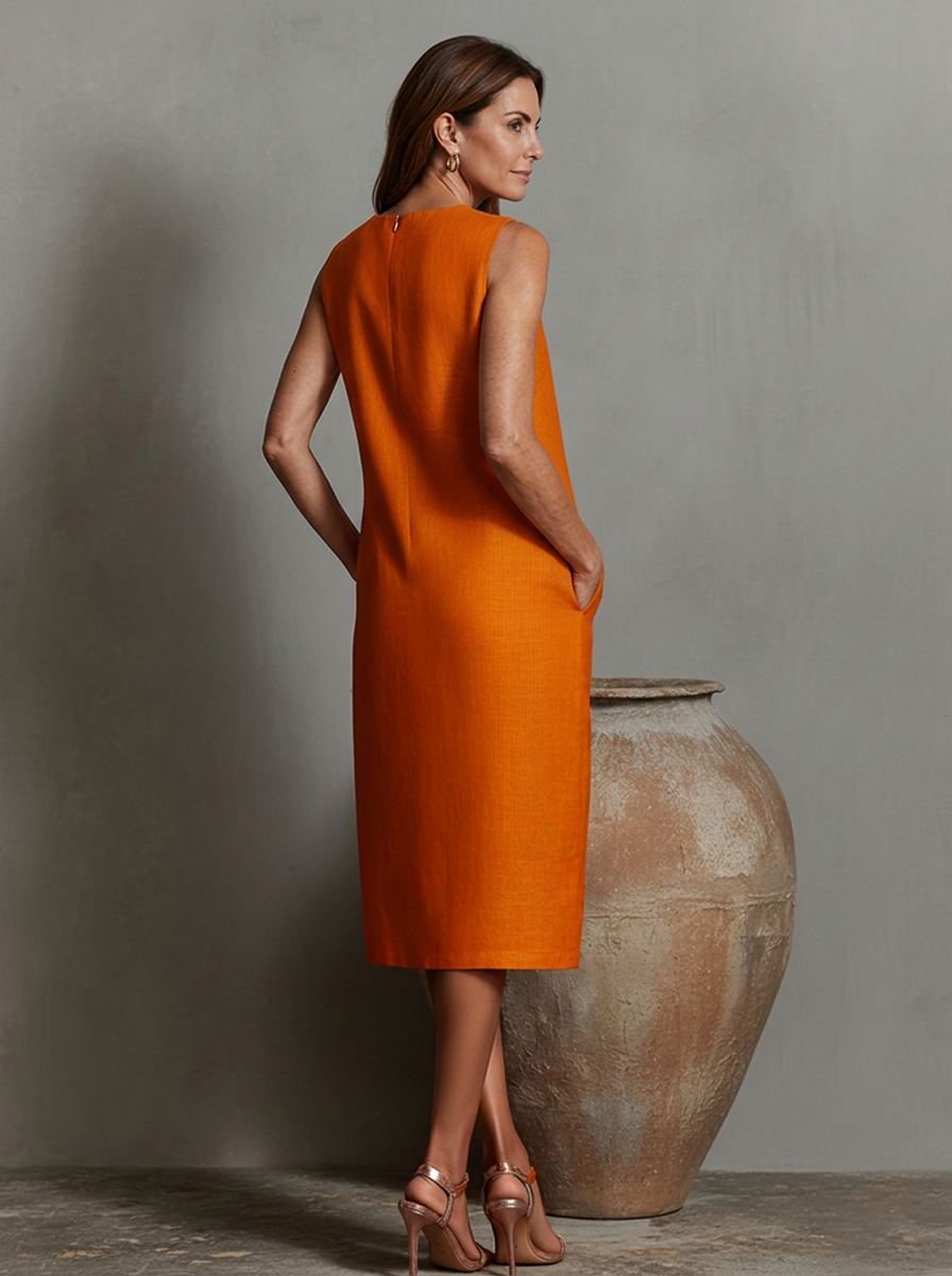 Sofía en naranja · vista de espaldas