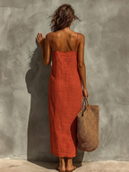 Carmen · Vestido Rojo Escote Cuadrado