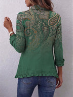 Jacinta | Chaqueta Cachemira Verde con Volantes