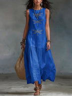 Libélula · Vestido Boho Largo de Algodón y Lino