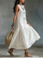 Libélula · Vestido Boho Largo de Algodón y Lino