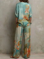 Chiara | Conjunto Fluido Estampado Floral con Pantalón Ancho