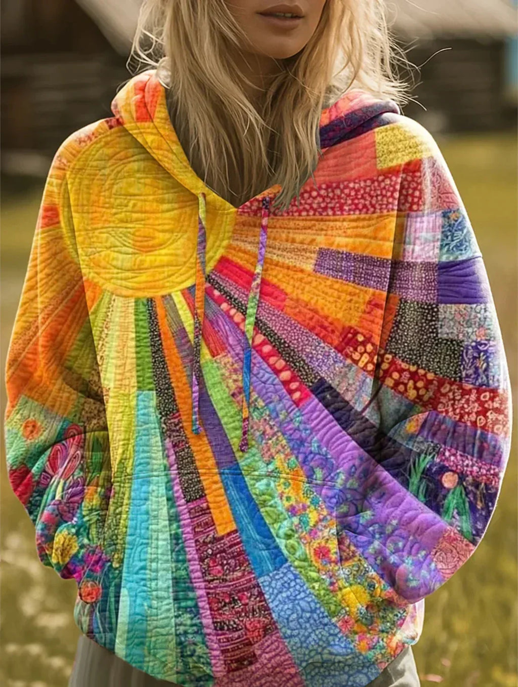 Iris sudadera patchwork multicolor