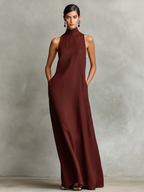 Leticia · Vestido Maxi Minimalista — Burdeos