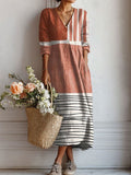Zoey | Vestido Midi Terracota con Rayas
