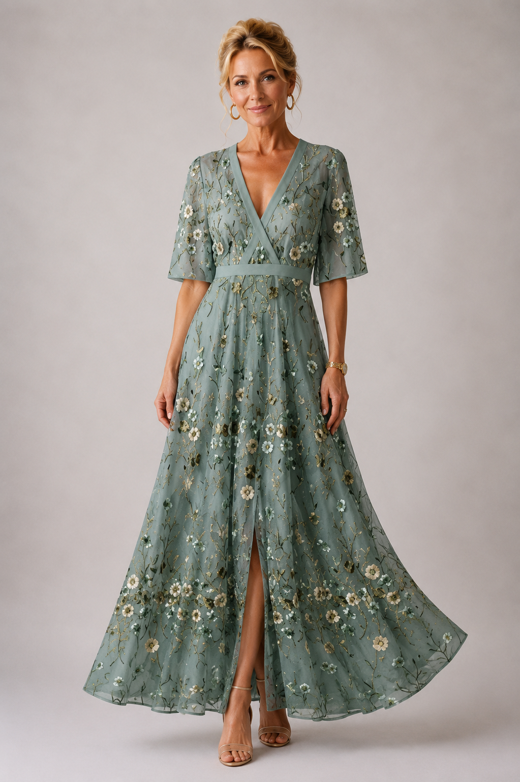 Sabina · Vestido Refinado con Estampado Floral